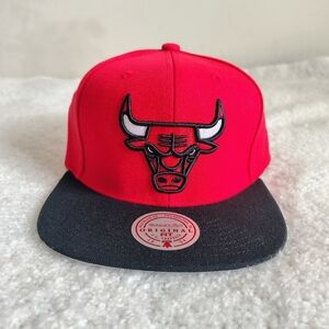 Mitchell & Ness Red and Black Bulls Snapback, BRAND NEW WITH TAGS